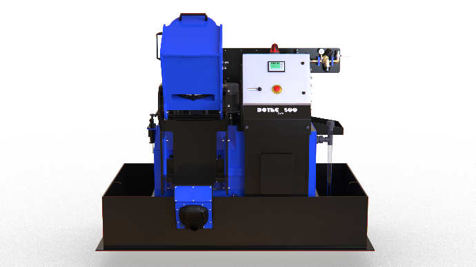 Kippvorrichtung in Warteposition; DOTEC befüllt im Automatikmodus