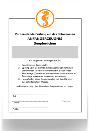 Anfänger-Zeugnis 'Seepferdchen' - Bild 2