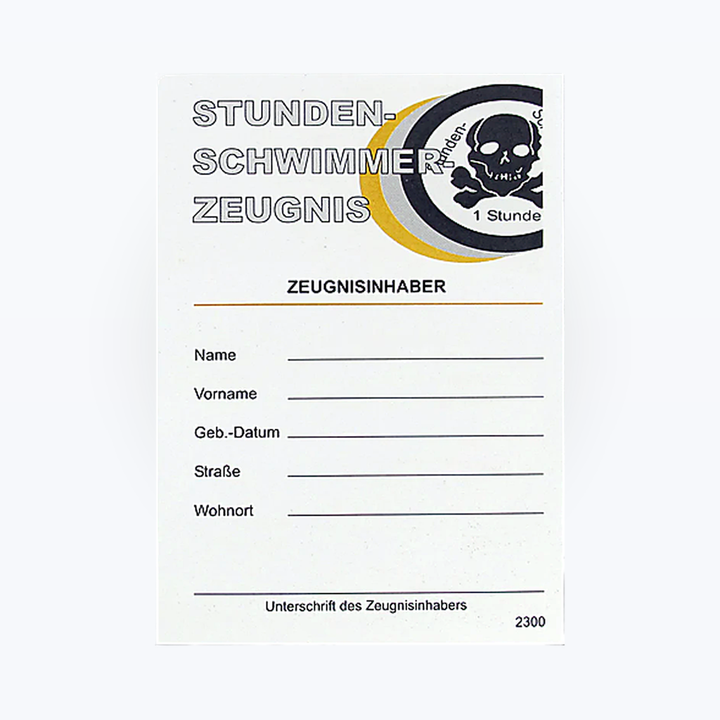 Stundenschwimmer-Ausweis 'Totenkopf'